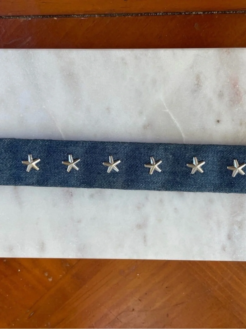 Denim Star Stud Wide Snap Cuff Bracelet